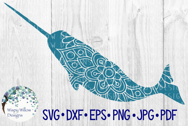Narwhal Floral Mandala SVG Wispy Willow Designs 