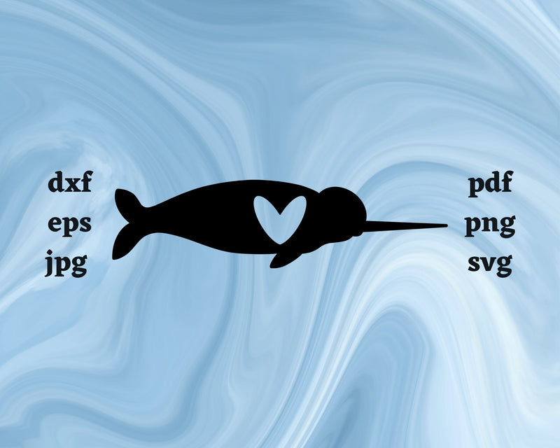 Narwhal Heart SVG Cut File SVG Northern Light SVG 