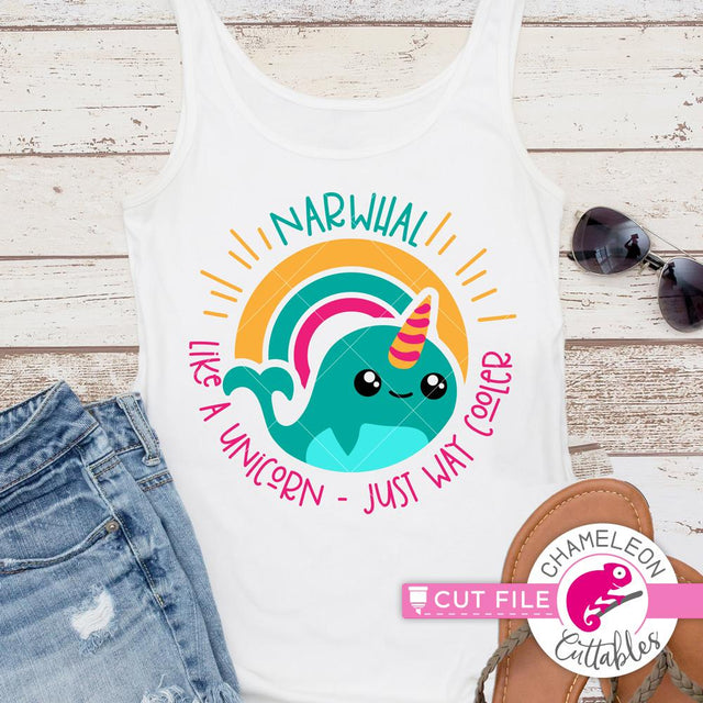 Narwhal - like a unicorn just way cooler - funny Shirt - Beach - Summer - SVG SVG Chameleon Cuttables 