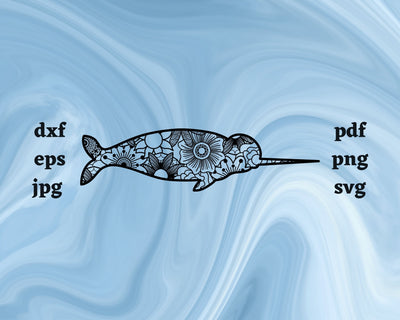 Narwhal Mandala SVG Cut File SVG Northern Light SVG 