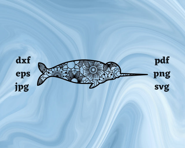 Narwhal Mandala SVG Cut File SVG Northern Light SVG 