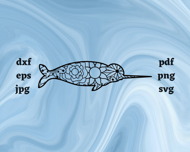 Narwhal Mandala SVG Cut File SVG Northern Light SVG 