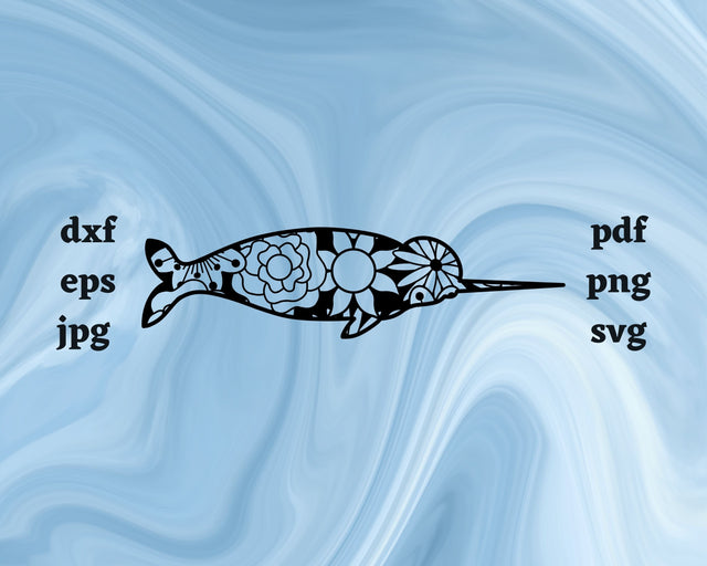Narwhal Mandala SVG Cut File SVG Northern Light SVG 