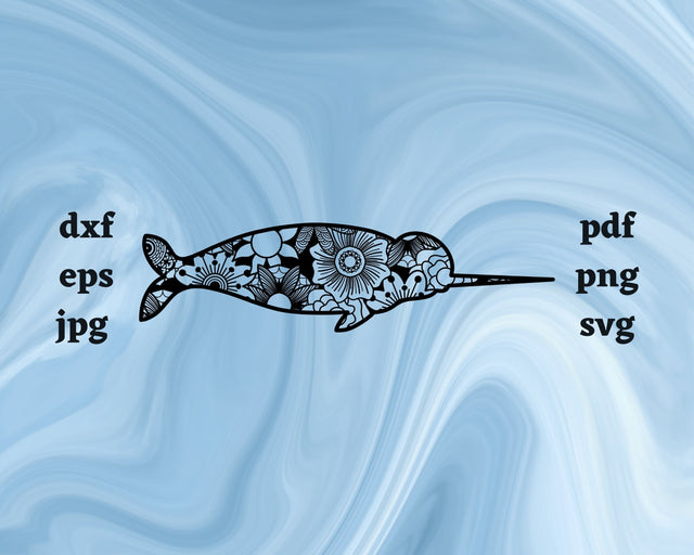 Narwhal Mandala SVG Cut File SVG Northern Light SVG 
