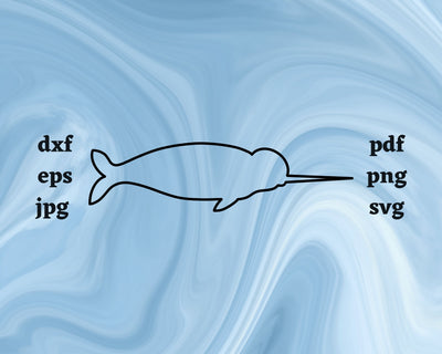 Narwhal Outline SVG Cut File SVG Northern Light SVG 