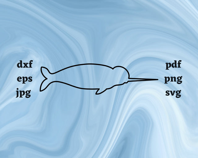Narwhal Outline SVG Cut File SVG Northern Light SVG 