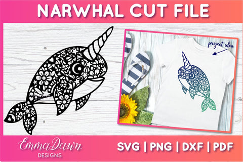 Narwhal SVG SVG Emma Dawn Designs 