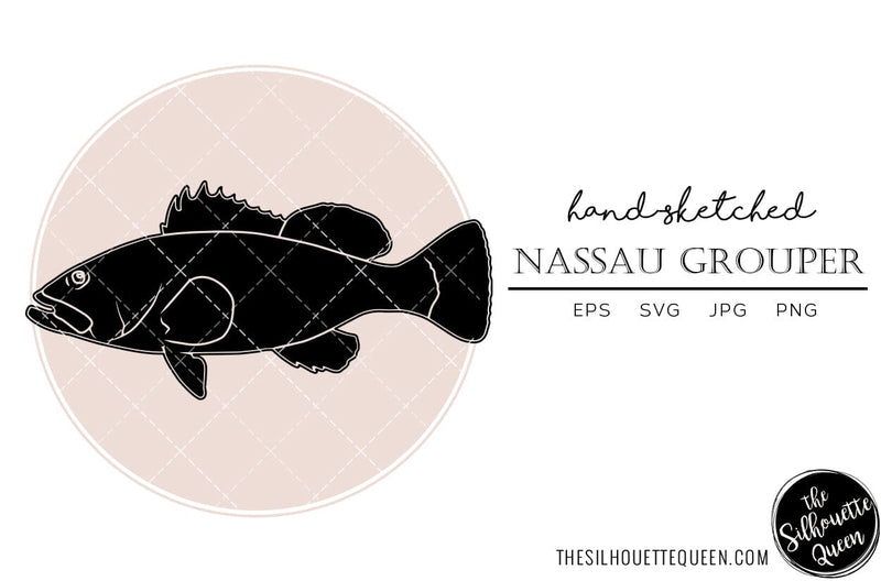 Nassau Grouper Hand sketched, hand drawn vector clipart - So Fontsy