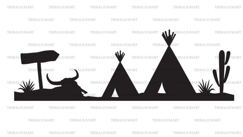 Native American Wigwam desert landscape SVG TribaliumArtSF 