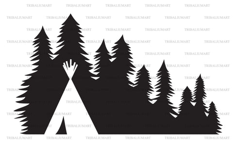 Native American Wigwam in the forest SVG TribaliumArtSF 