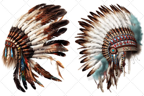 Native Native American Feather Headdres Clipart Bundle, Sublimation, Feather Headdres SVG FloridPrintables 