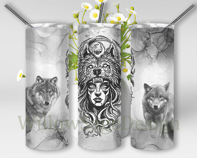 Native Wolf Tumbler Design, Native American Tumbler Png, Wolf 20oz Skinny Tumbler, Wolf Lover Gift, Wolf Sublimation Design, Digital Download Sublimation WillowSageDesign 