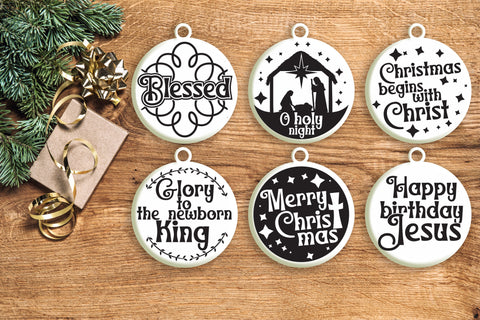 Nativity Christmas Ornament Svg Bundle. Round Christmas Ornaments Svg. Merry Christmas Svg. Christian Quotes. Jesus Christ Dxf Eps Png Pdf SVG Mint And Beer Creations 