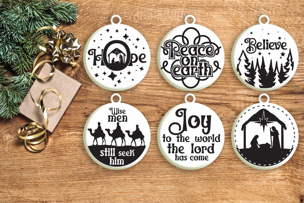 Nativity Christmas Ornament Svg Bundle. Round Christmas Ornaments Svg ...