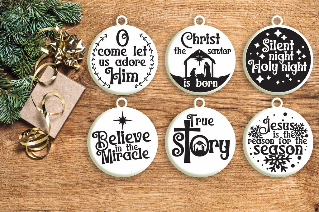 Nativity Christmas Ornament Svg Bundle. Round Christmas Ornaments Svg ...