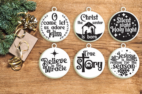 Nativity Christmas Ornament Svg Bundle. Round Christmas Ornaments Svg. Merry Christmas Svg. Christian Quotes. Jesus Christ Dxf Eps Png Pdf SVG Mint And Beer Creations 