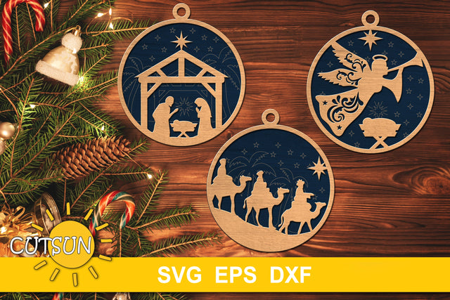 Nativity Christmas ornaments SVG bundle SVG CutsunSVG 