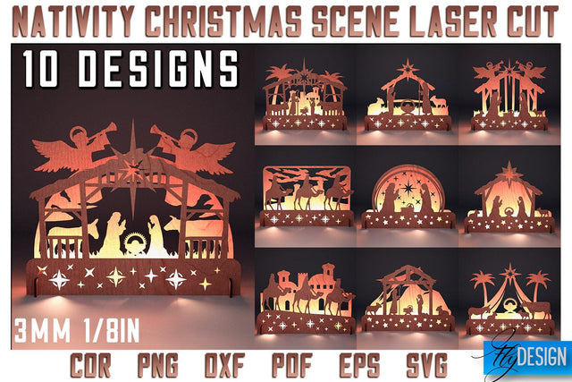 Nativity Christmas Scene Laser Cut SVG | Christmas Laser Cut SVG Design SVG Fly Design 