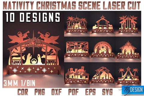 Nativity Christmas Scene Laser Cut SVG | Christmas Laser Cut SVG Design SVG Fly Design 