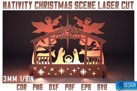 Nativity Christmas Scene Laser Cut SVG | Christmas Laser Cut SVG Design SVG Fly Design 