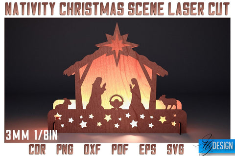 Nativity Christmas Scene Laser Cut SVG | Christmas Laser Cut SVG Design SVG Fly Design 