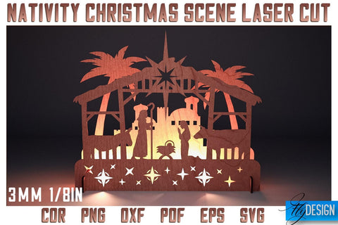 Nativity Christmas Scene Laser Cut SVG | Christmas Laser Cut SVG Design SVG Fly Design 