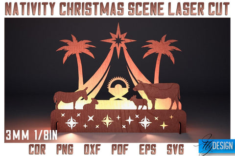 Nativity Christmas Scene Laser Cut SVG | Christmas Laser Cut SVG Design SVG Fly Design 