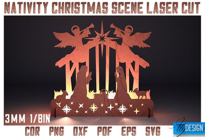Nativity Christmas Scene Laser Cut SVG | Christmas Laser Cut SVG Design SVG Fly Design 