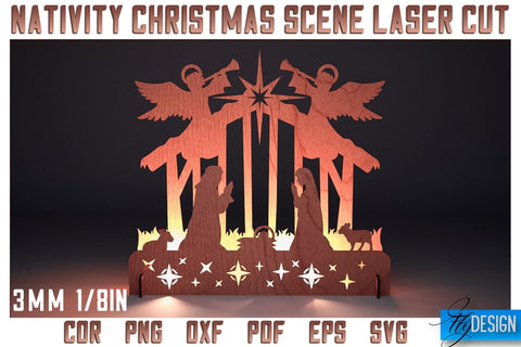 Nativity Christmas Scene Laser Cut SVG | Christmas Laser Cut SVG Design SVG Fly Design 