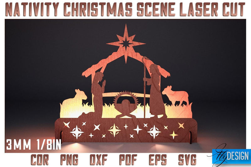 Nativity Christmas Scene Laser Cut SVG | Christmas Laser Cut SVG Design ...