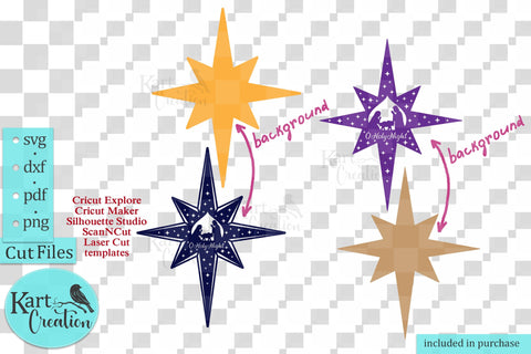 Nativity Christmas star svg laser Cricut cut SVG kartcreationii 