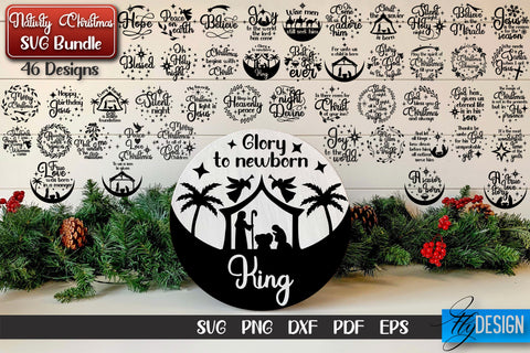 Nativity Christmas SVG Bundle | Christmas Design | Christian Round Ornaments SVG Fly Design 