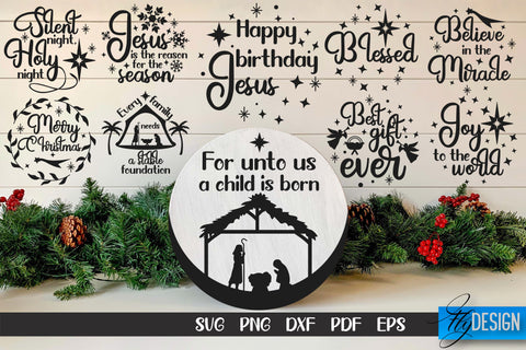 Nativity Christmas SVG Bundle | Christmas Design | Christian Round Ornaments SVG Fly Design 