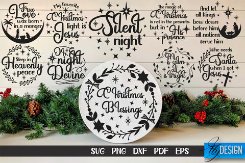 Nativity Christmas SVG Bundle | Christmas Design | Christian Round Ornaments SVG Fly Design 