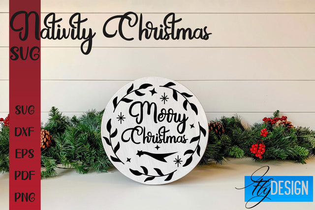 Nativity Christmas SVG | Christmas Design | Christian Round Ornaments SVG Fly Design 