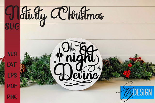 Nativity Christmas SVG | Christmas Design | Christian Round Ornaments SVG Fly Design 