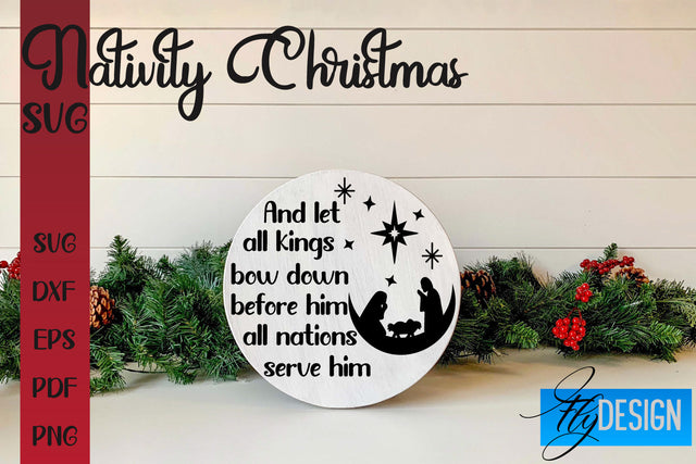 Nativity Christmas SVG | Christmas Design | Christian Round Ornaments SVG Fly Design 