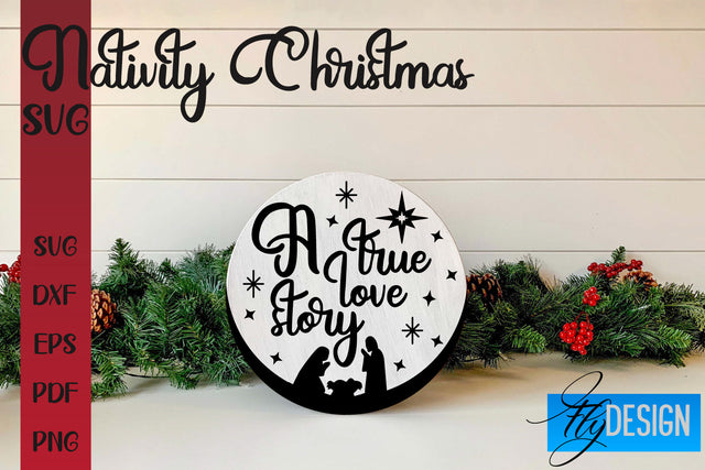 Nativity Christmas SVG | Christmas Design | Christian Round Ornaments SVG Fly Design 