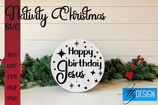 Nativity Christmas SVG | Christmas Design | Christian Round Ornaments SVG Fly Design 