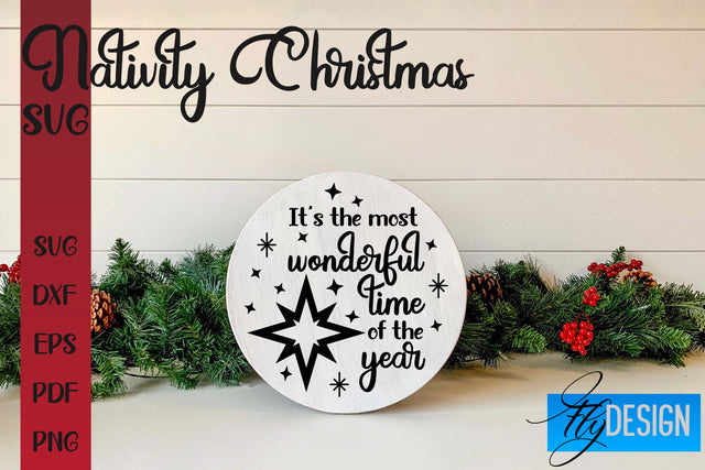 Nativity Christmas SVG | Christmas Design | Christian Round Ornaments SVG Fly Design 