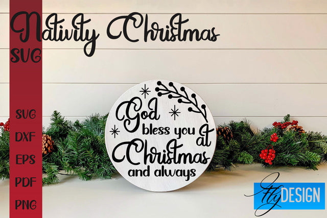 Nativity Christmas SVG | Christmas Design | Christian Round Ornaments SVG Fly Design 