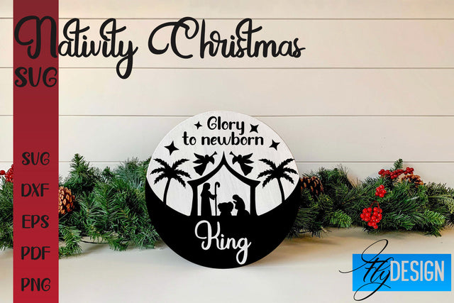 Nativity Christmas SVG | Christmas Design | Christian Round Ornaments SVG Fly Design 