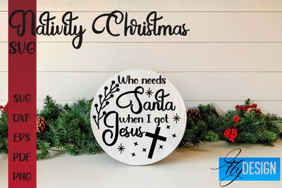 Nativity Christmas SVG | Christmas Design | Christian Round Ornaments SVG Fly Design 