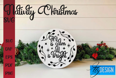 Nativity Christmas SVG | Christmas Design | Christian Round Ornaments SVG Fly Design 