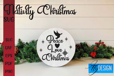 Nativity Christmas SVG | Christmas Design | Christian Round Ornaments SVG Fly Design 