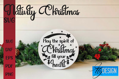 Nativity Christmas SVG | Christmas Design | Christian Round Ornaments SVG Fly Design 