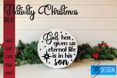 Nativity Christmas SVG | Christmas Design | Christian Round Ornaments SVG Fly Design 