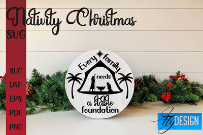 Nativity Christmas SVG | Christmas Design | Christian Round Ornaments SVG Fly Design 
