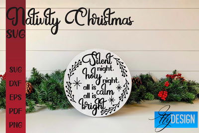 Nativity Christmas SVG | Christmas Design | Christian Round Ornaments SVG Fly Design 
