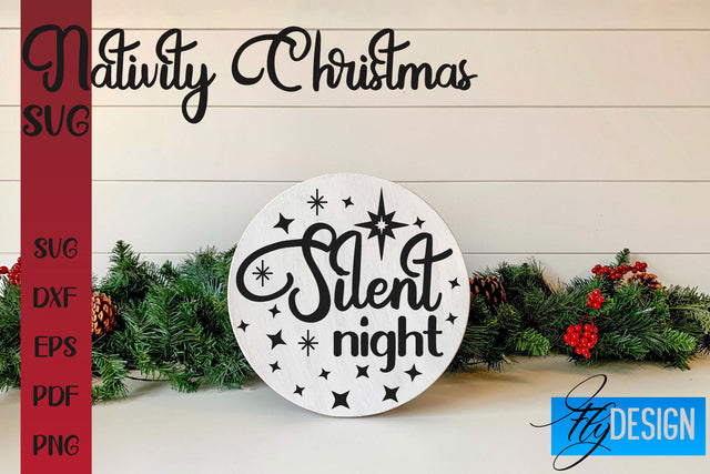Nativity Christmas SVG | Christmas Design | Christian Round Ornaments SVG Fly Design 